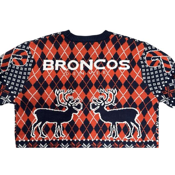 Denver Bronco Sweater NFL Team Apparel Medium Orange Blue Game Day Holiday 2025 - Picture 6 of 11